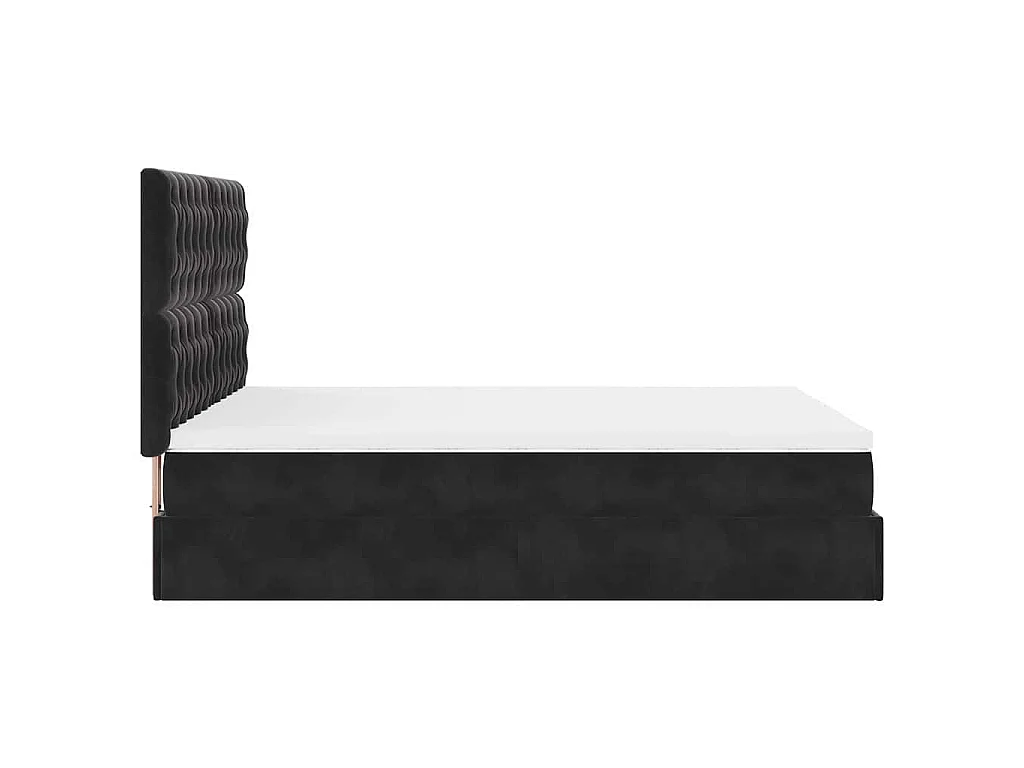 Cadre de lit ottoman avec matelas noir 140x190 cm velours