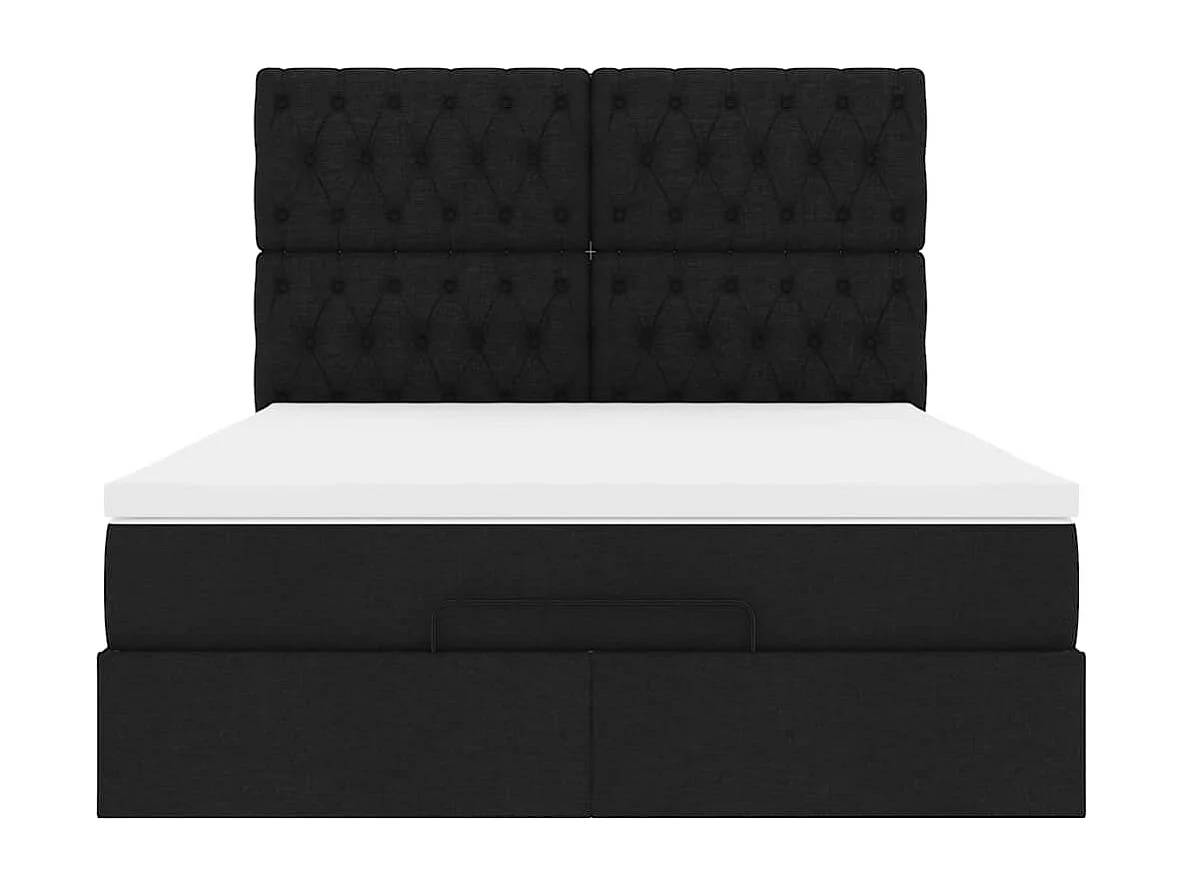 Ottoman-Bett mit Matratze & LEDs Schwarz 140x190 cm Stoff