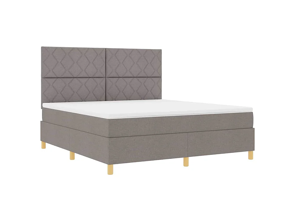 Lit à ressorts avec tête de lit Taupe 180 x 200 cm tissu