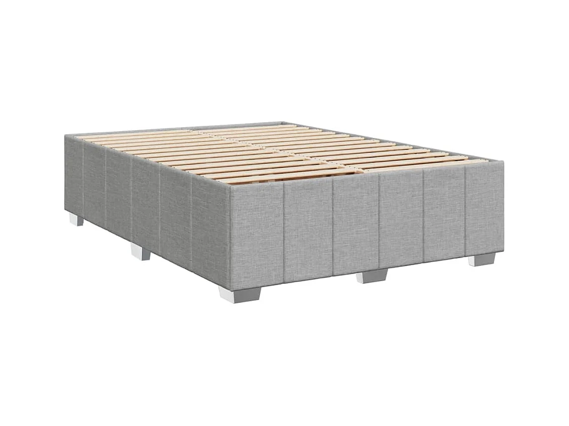 Sommier à lattes de lit avec matelas Gris clair 140x190cm Tissu