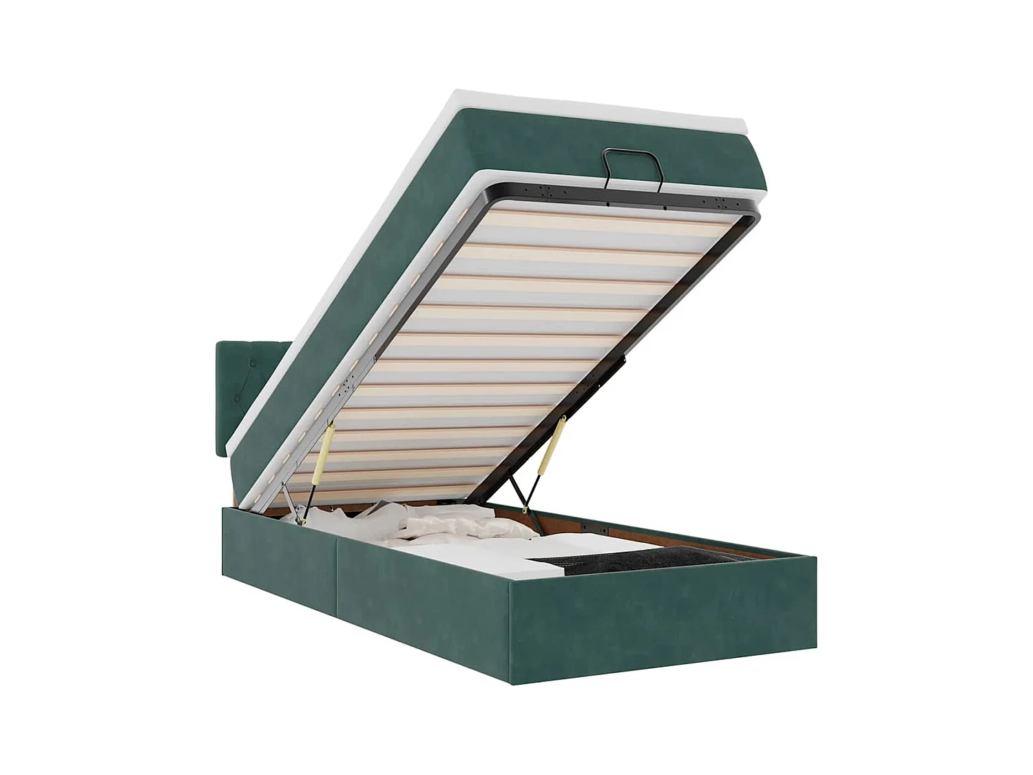 Lit ottoman avec matelas et LED Vert foncé 90x200cm velours