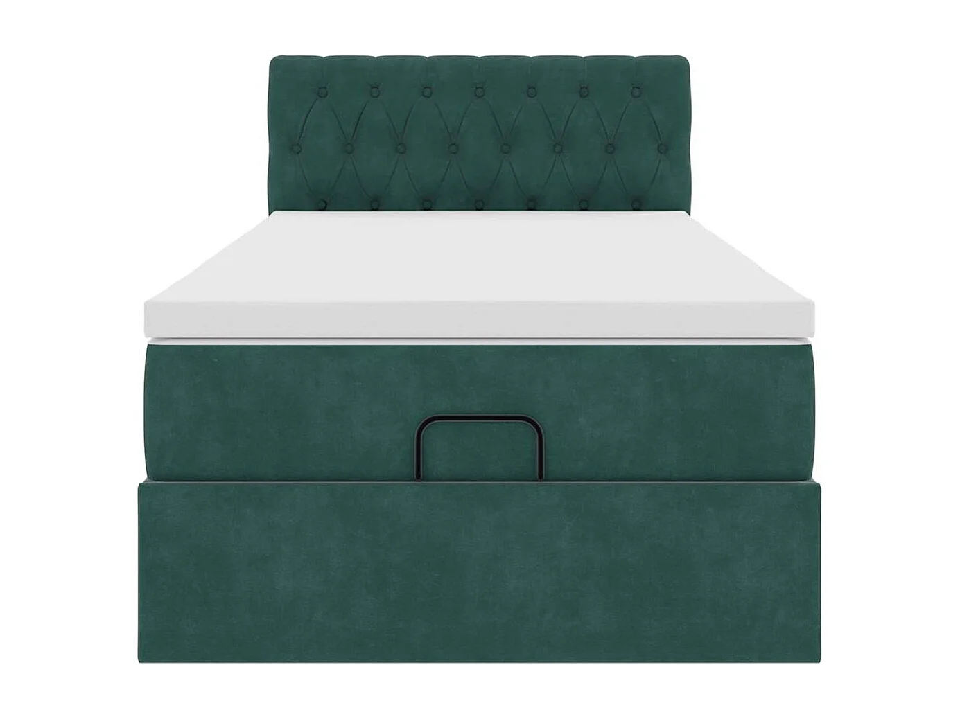 Lit ottoman avec matelas et LED Vert foncé 90x200cm velours