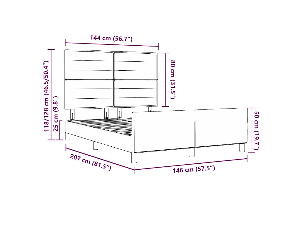 Struttura del letto Grigio chiaro 140 x 200 cm Tessuto