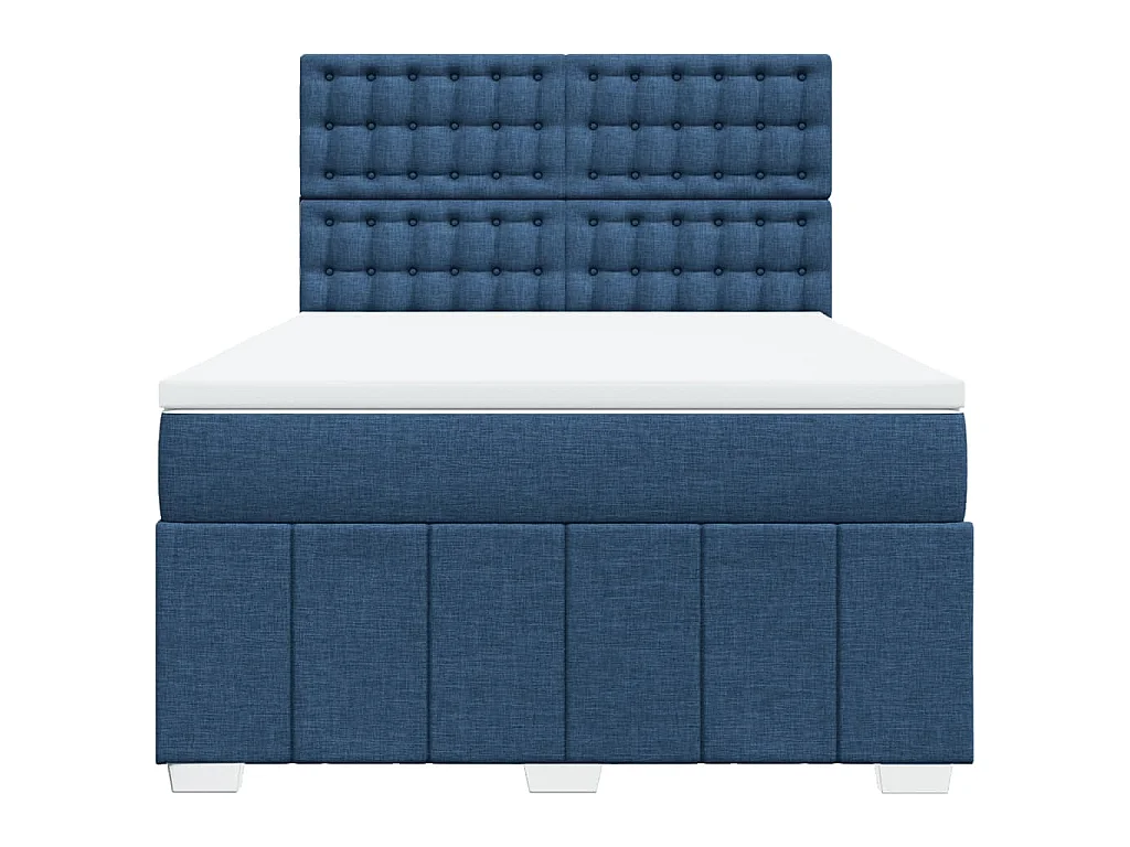 Sommier à lattes de lit avec matelas Bleu 160x200 cm Tissu