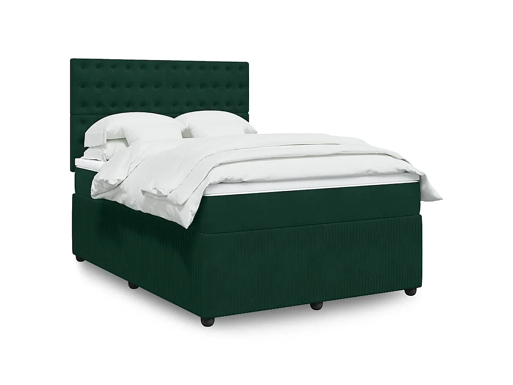 Boxspring met matras fluweel donkergroen 140x200 cm