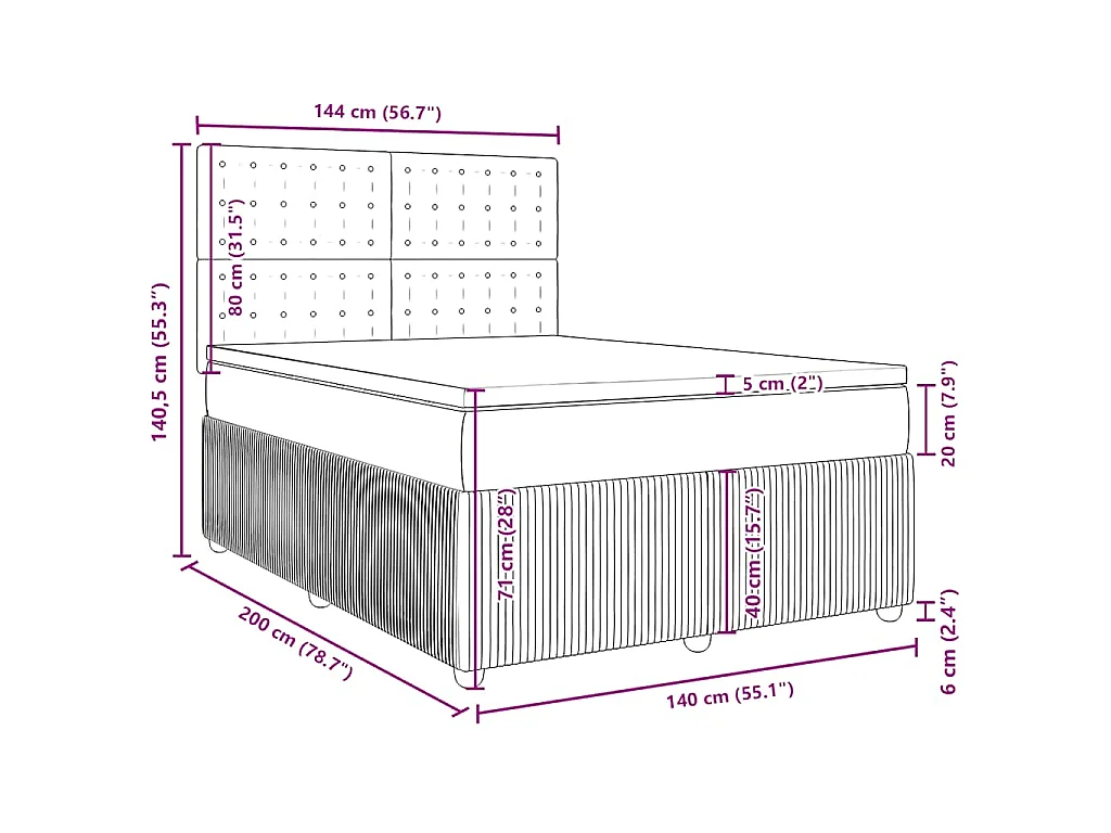 Boxspring met matras fluweel donkergroen 140x200 cm