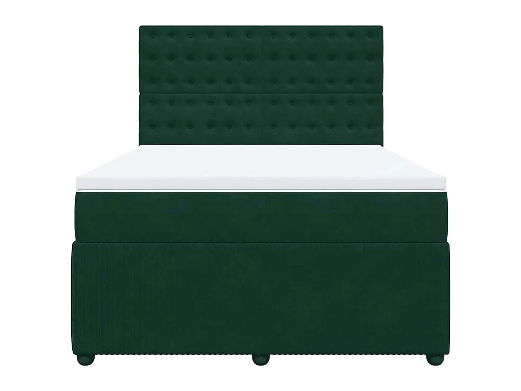 Boxspring met matras fluweel donkergroen 140x200 cm