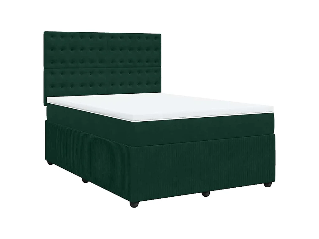 Boxspring met matras fluweel donkergroen 140x200 cm