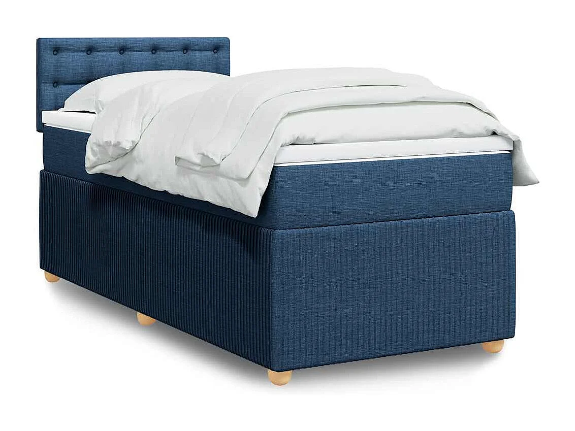 Sommier à lattes de lit avec matelas Bleu 90x190 cm Tissu