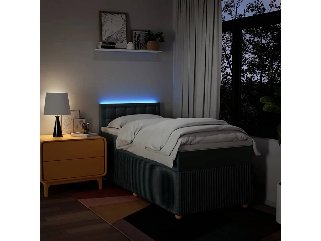 Sommier à lattes de lit avec matelas Bleu 90x190 cm Tissu