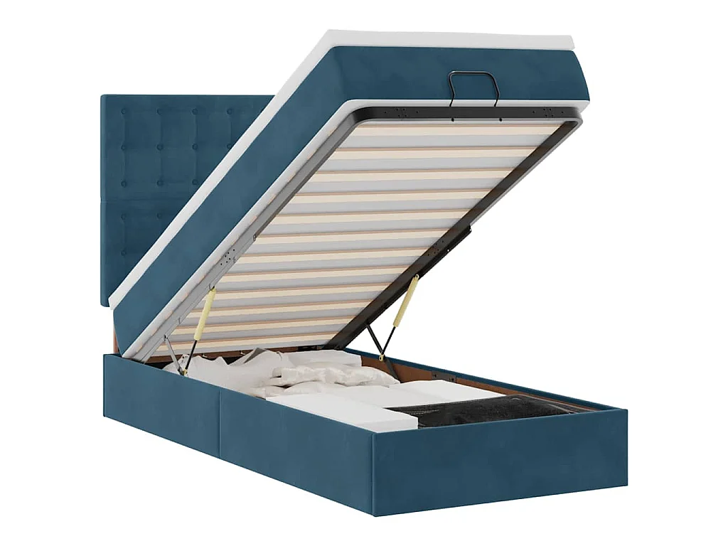 Ottoman bed met matrassen 100x200cm fluweel donkerblauw