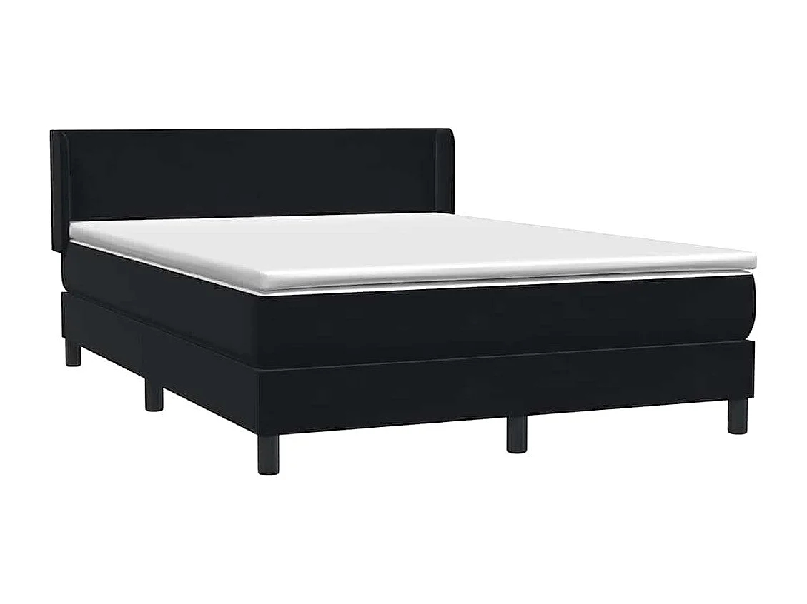 Boxspringbett mit Matratze Schwarz 160x210 cm Samt