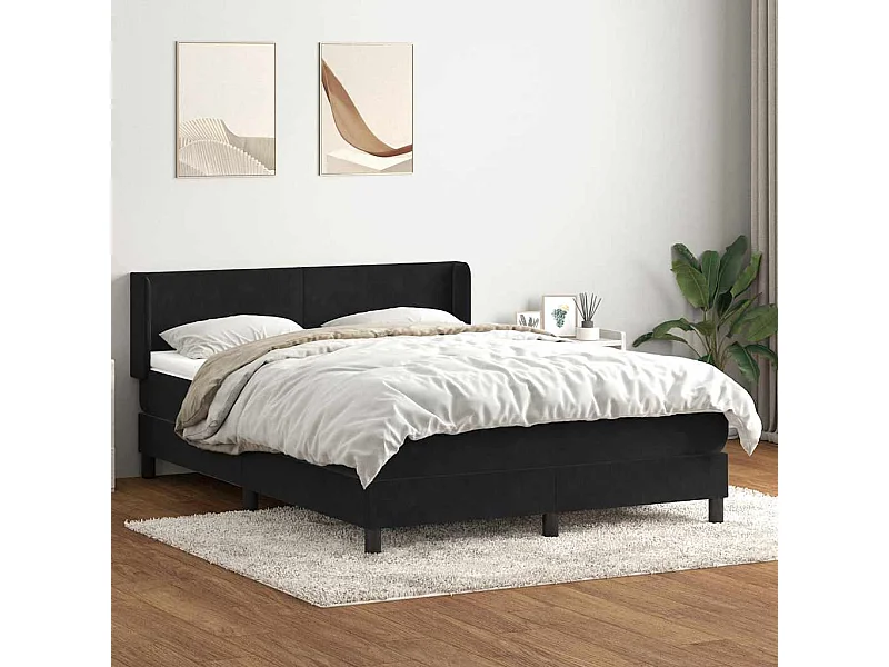 Boxspring met matras fluweel zwart 160x210 cm