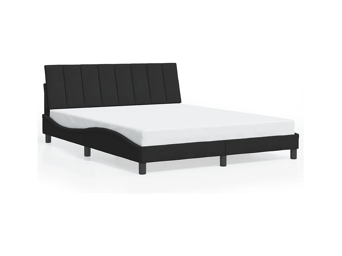 Bedframe met LED zonder matras "Hanko"  fluweel zwart 160x200 cm