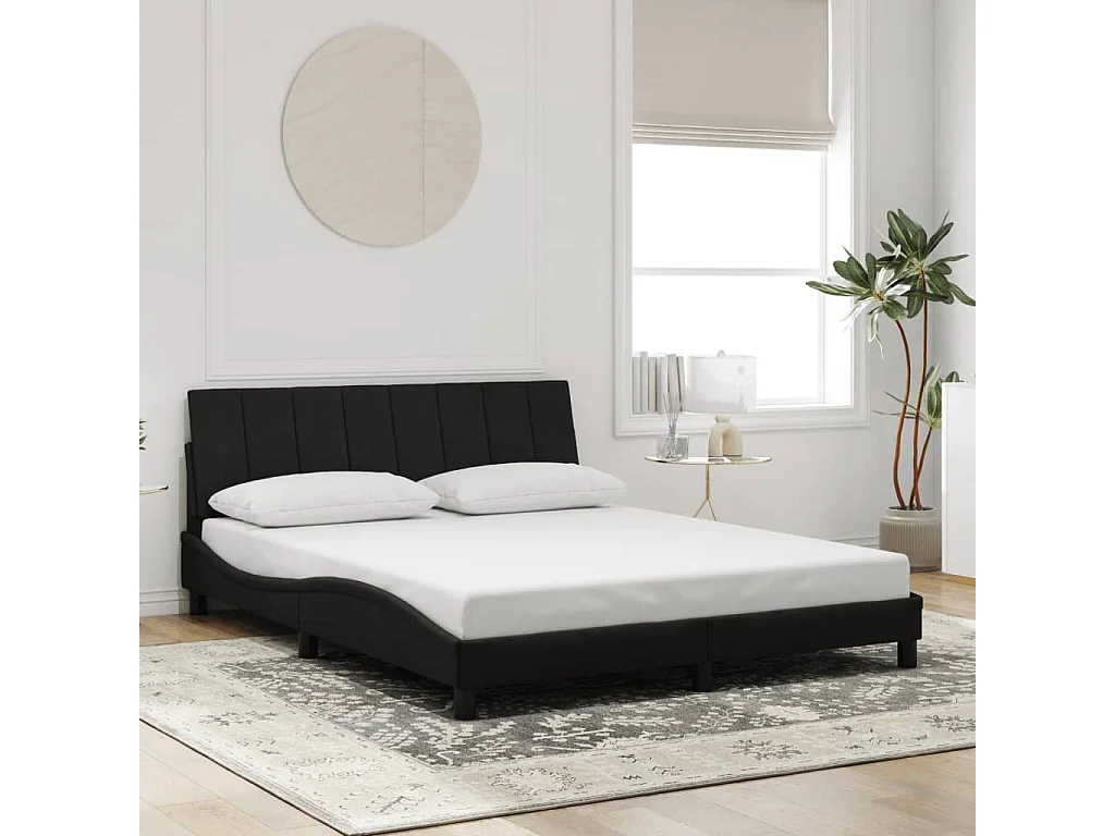 Bedframe met LED zonder matras "Hanko"  fluweel zwart 160x200 cm