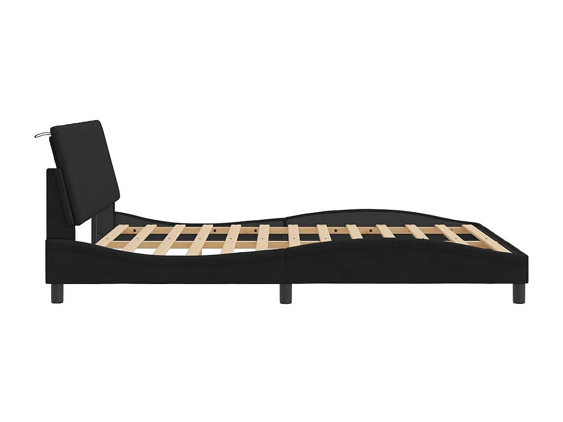 Bedframe met LED zonder matras "Hanko"  fluweel zwart 160x200 cm