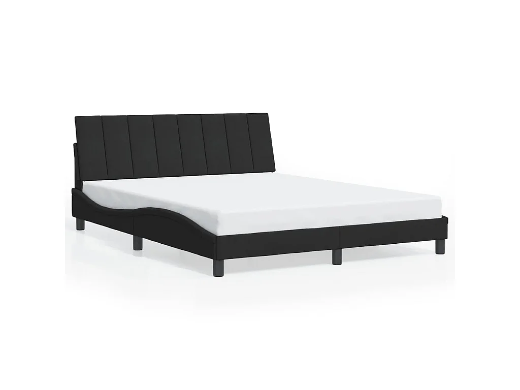 Bedframe met LED zonder matras "Hanko" fluweel zwart 160x200 cm