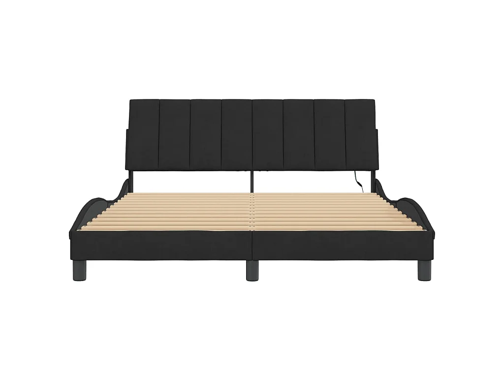 Bedframe met LED zonder matras "Hanko" fluweel zwart 160x200 cm