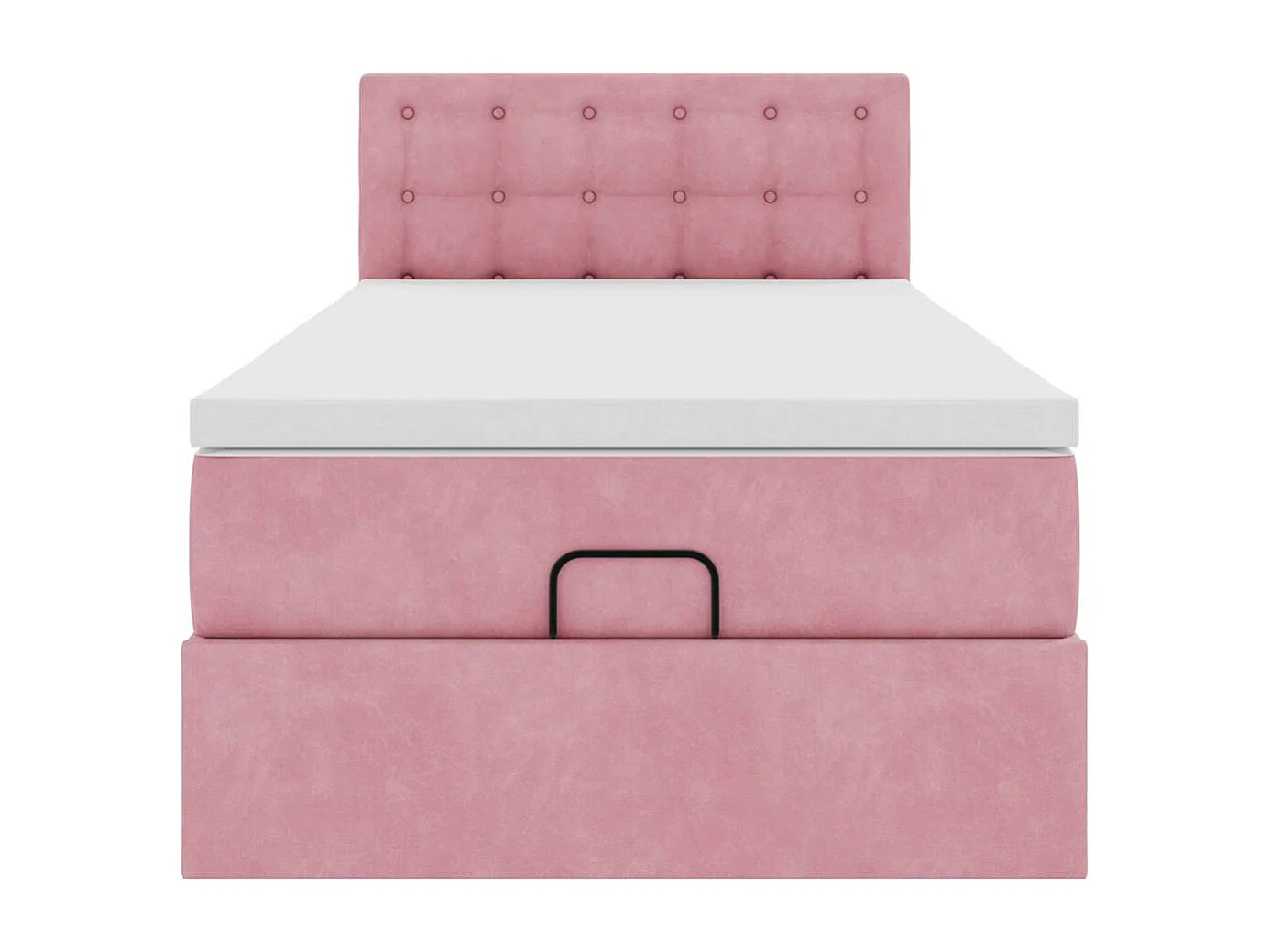 Cadre de lit ottoman avec matelas rose 90x200 cm velours