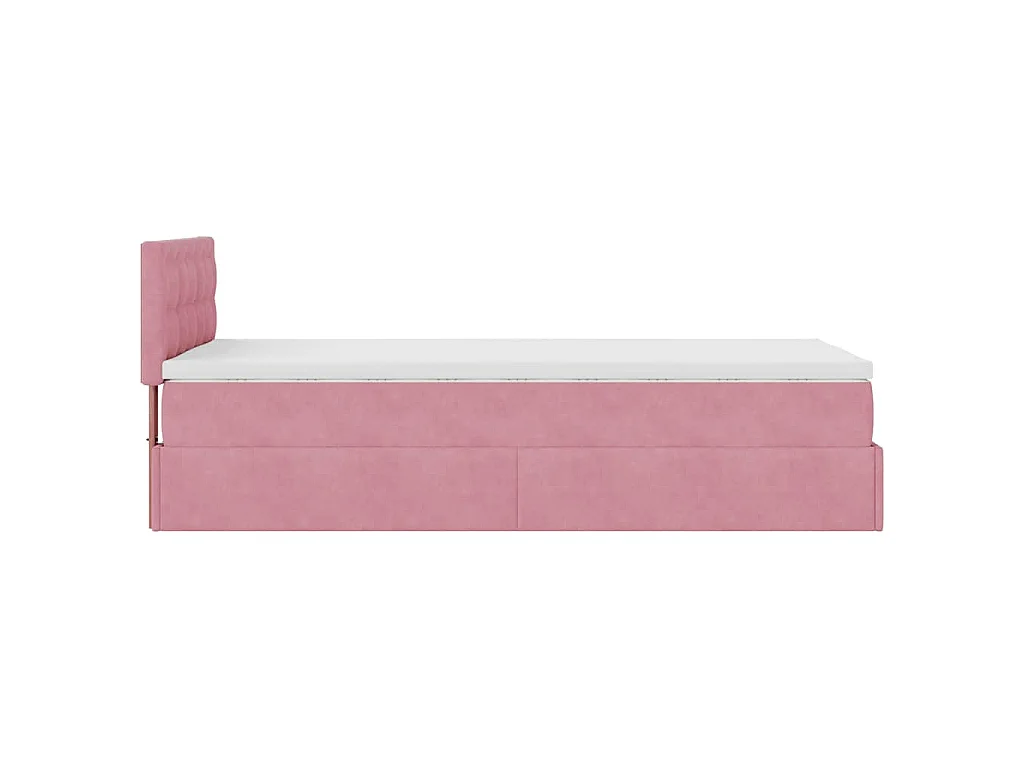 Ottoman-Bett mit Matratze Rosa 90x200 cm Samt