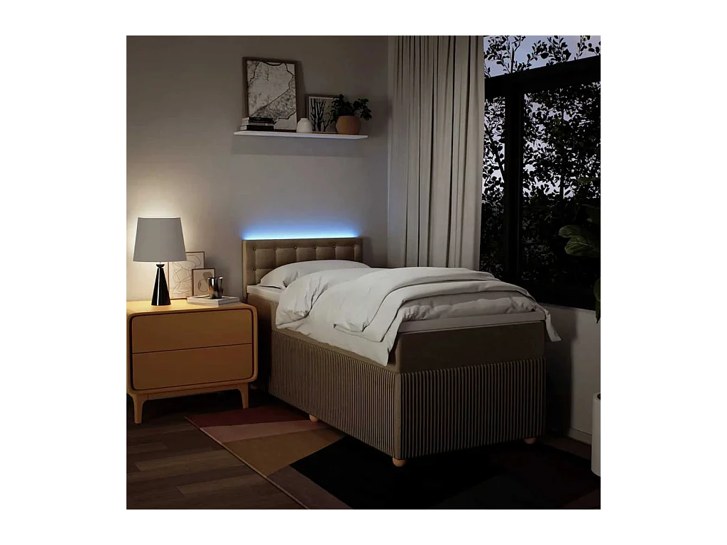 Sommier à lattes de lit avec matelas Crème 100x200 cm Tissu