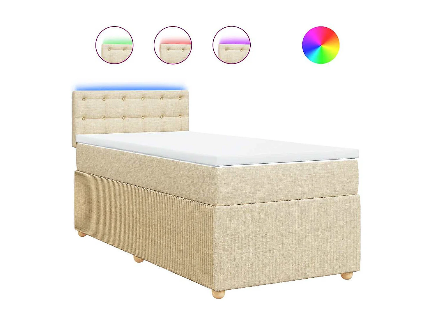 Boxspringbett mit Matratze Creme 100x200 cm Stoff