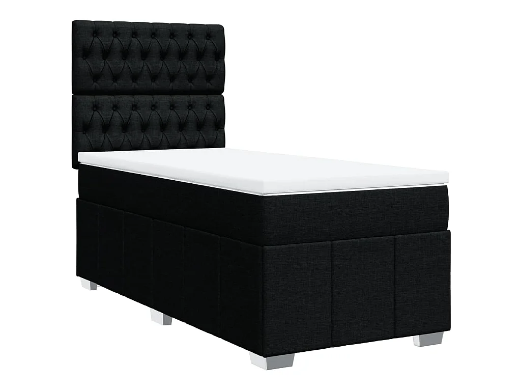 Giroletto a Molle con Materasso Nero 90x200 cm in Tessuto