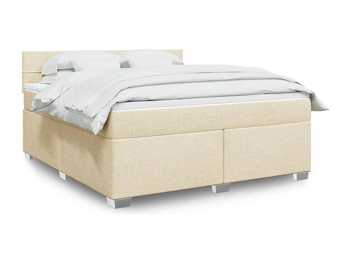 Boxspringbett mit Matratze Creme 180x200 cm Stoff