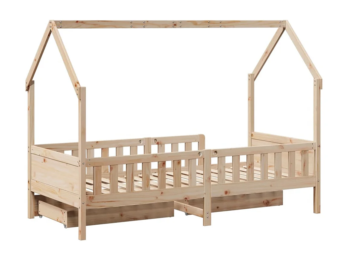 Kinderbedframe met lades 90x190 cm massief grenenhout