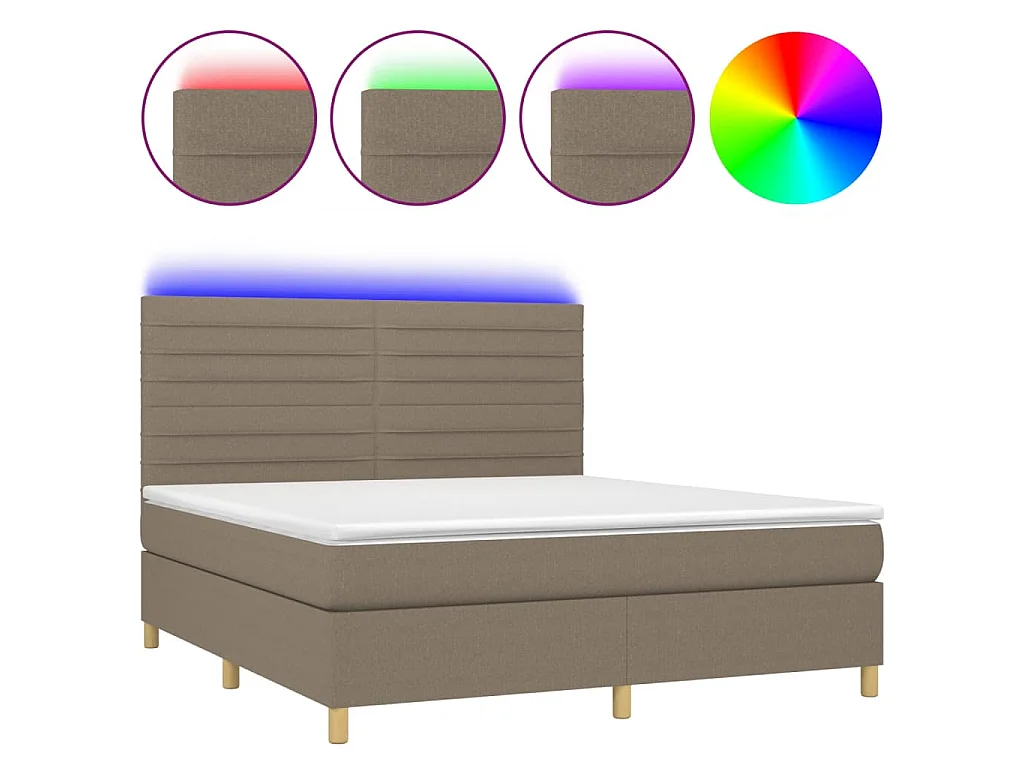Boxspringbett mit Matratze & LED Taupe 160x200 cm Stoff