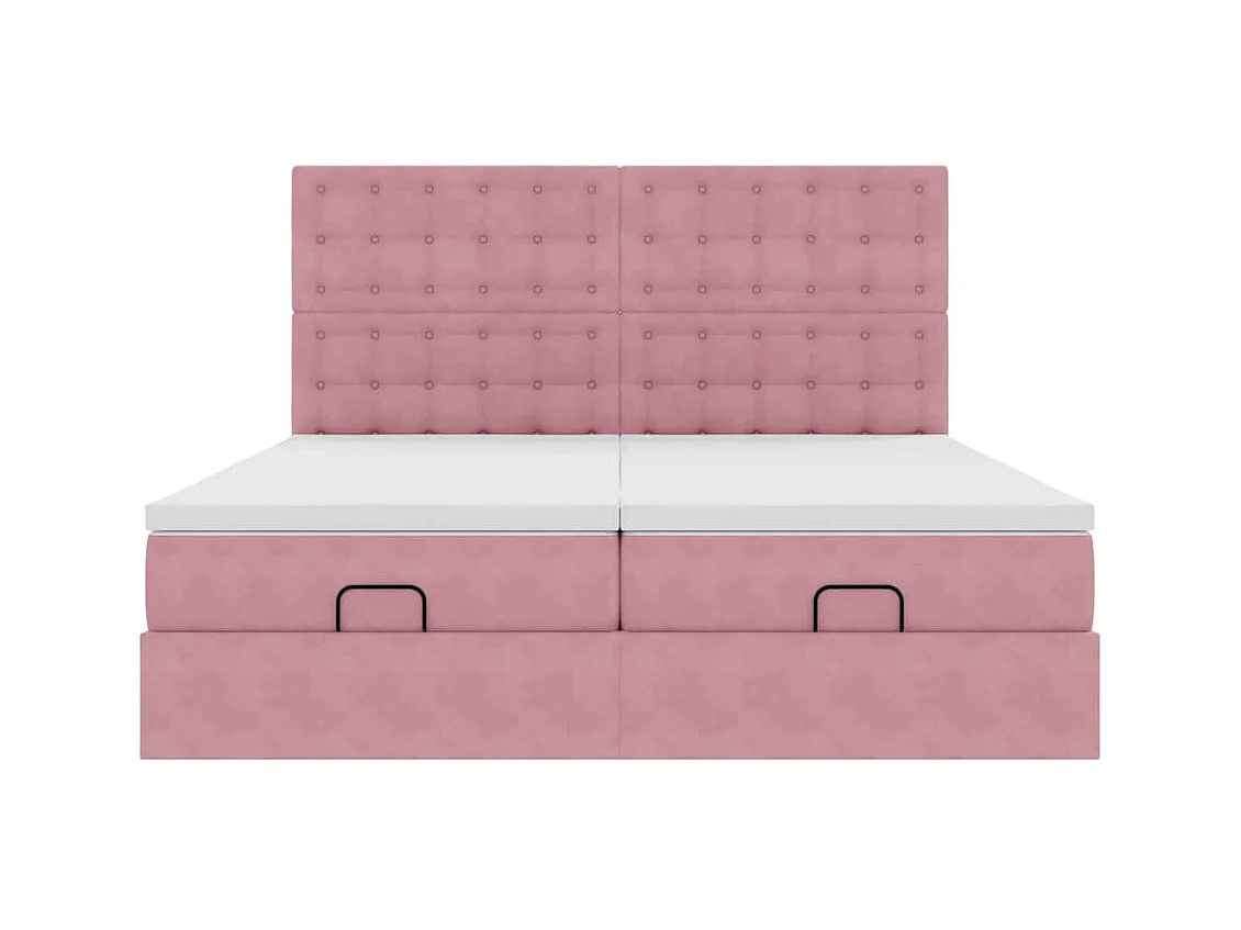 Ottoman-Bett mit Matratzen & LEDs Rosa 180x200 cm Samt