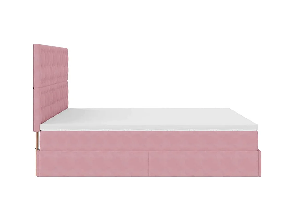 Ottoman-Bett mit Matratzen & LEDs Rosa 180x200 cm Samt
