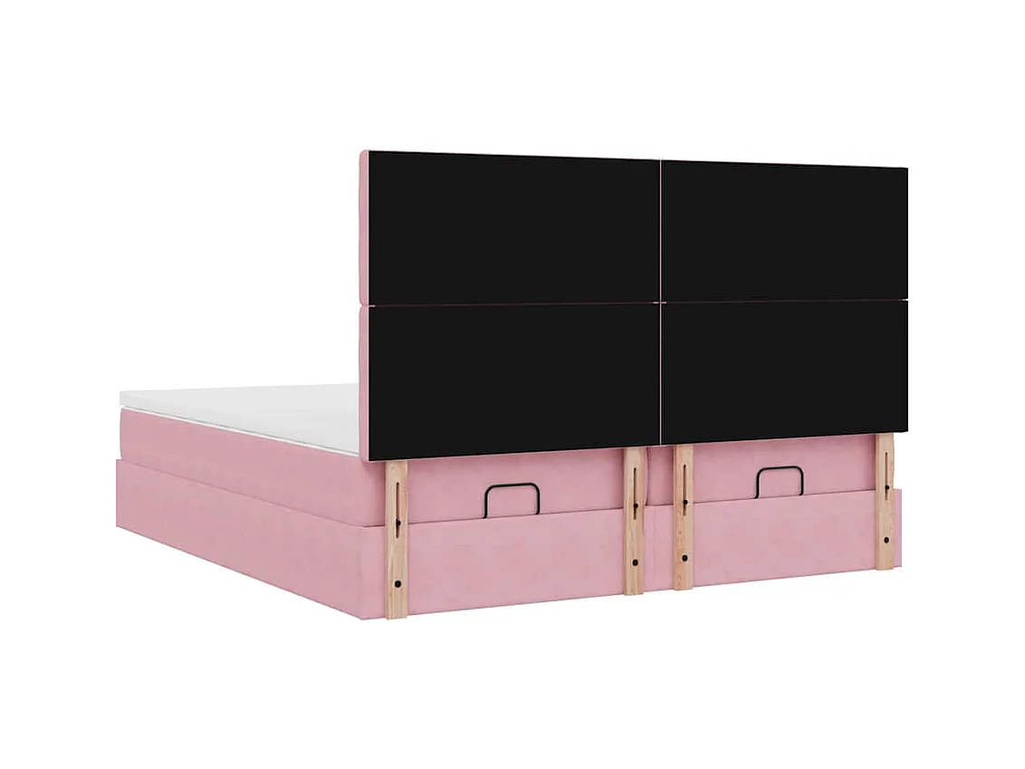 Ottoman-Bett mit Matratzen & LEDs Rosa 180x200 cm Samt