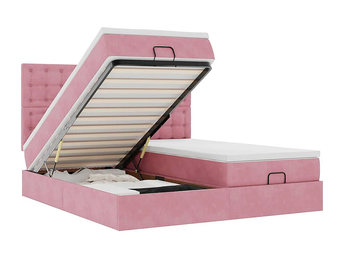 Ottoman bed met matrassen en LED's 180x200cm fluweel roze