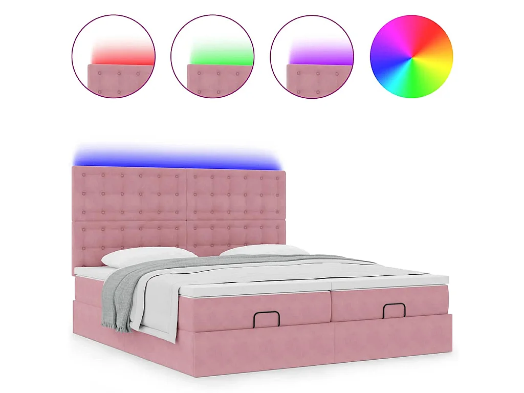 Estrutura de cama otomana com colchões 180x200 cm veludo rosa