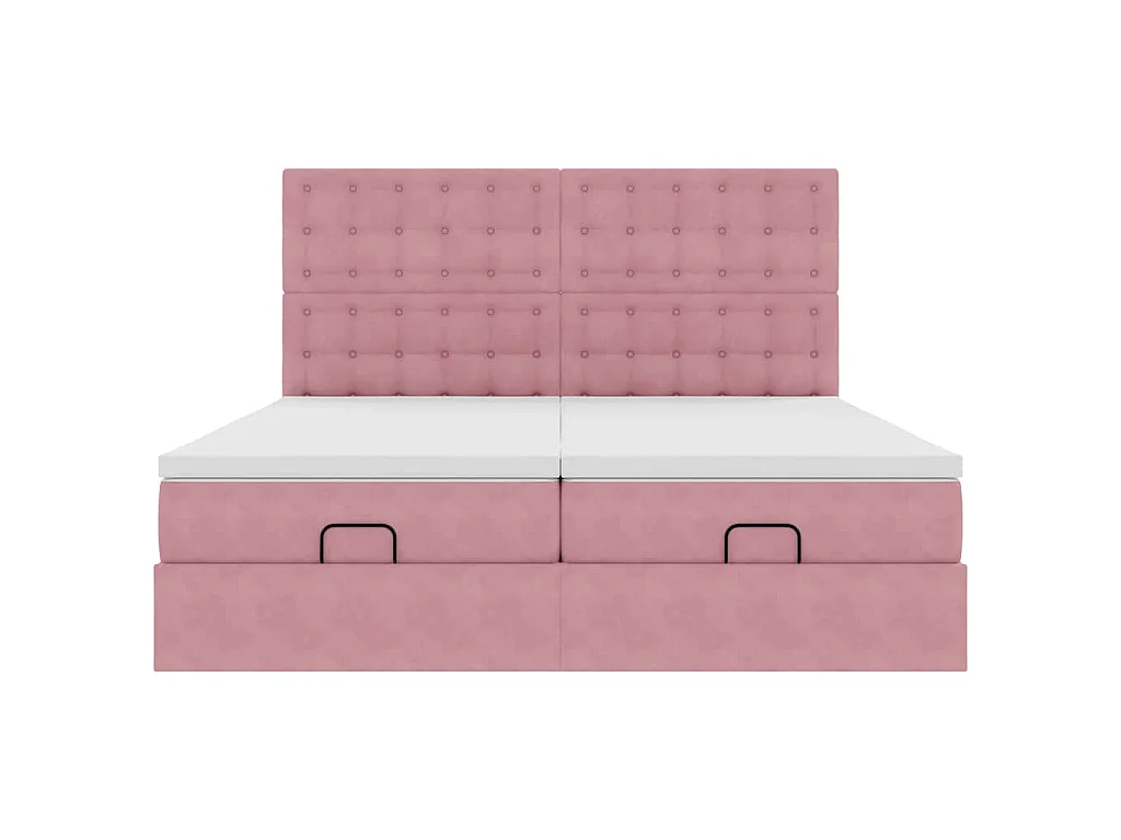 Estrutura de cama otomana com colchões 180x200 cm veludo rosa