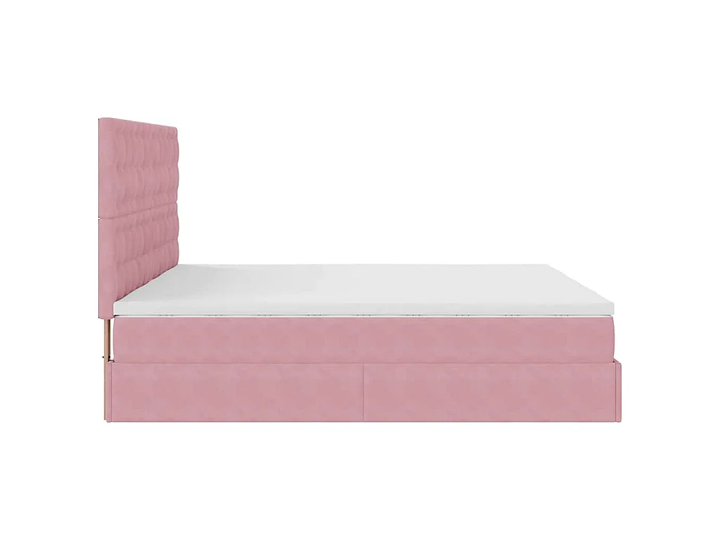 Estrutura de cama otomana com colchões 180x200 cm veludo rosa