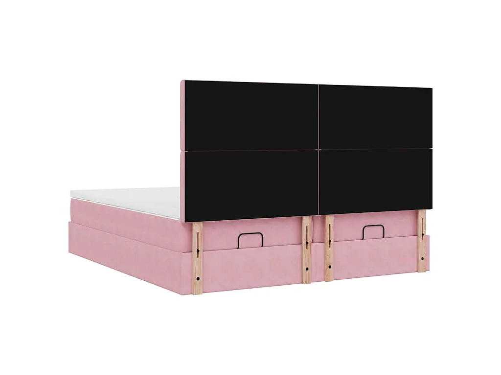 Estrutura de cama otomana com colchões 180x200 cm veludo rosa