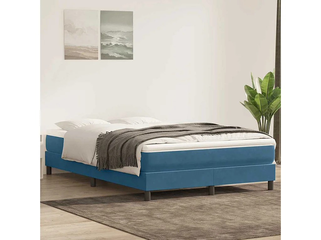 Boxspringbett ohne Matratze Dunkelblau 140x210 cm Samt