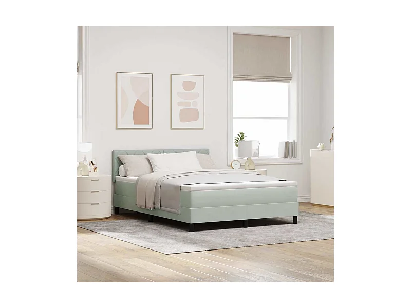 Boxspringbett mit Matratze Hellgrau 160 x 200 cm Stoff