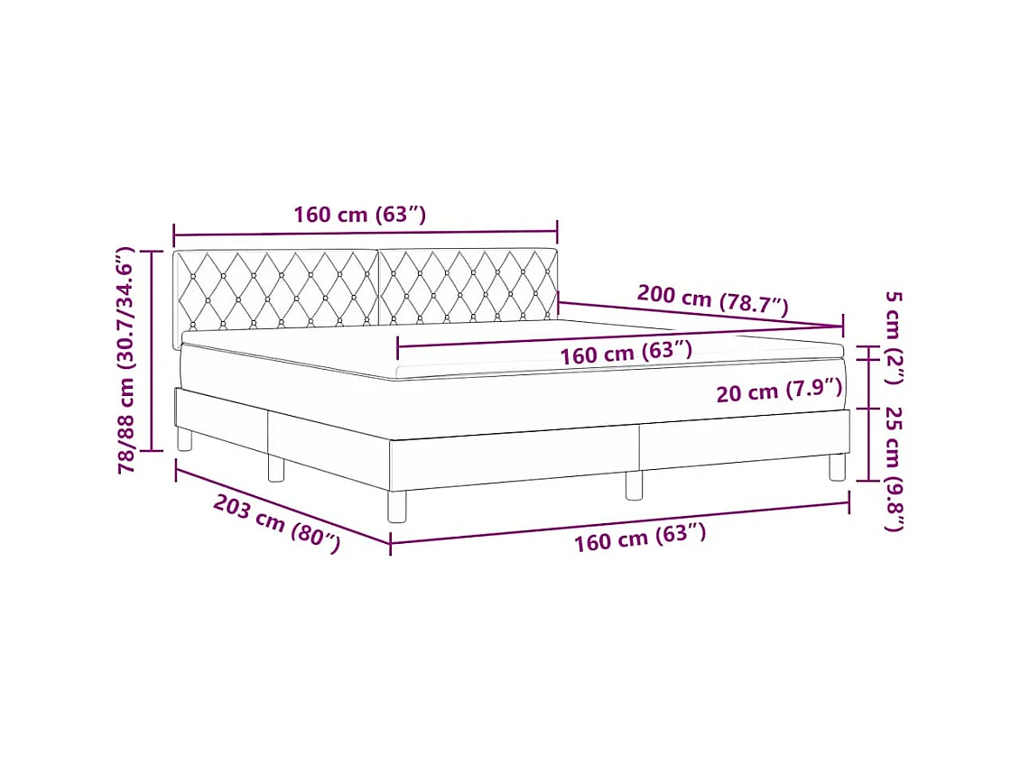 Boxspringbett mit Matratze Hellgrau 160 x 200 cm Stoff