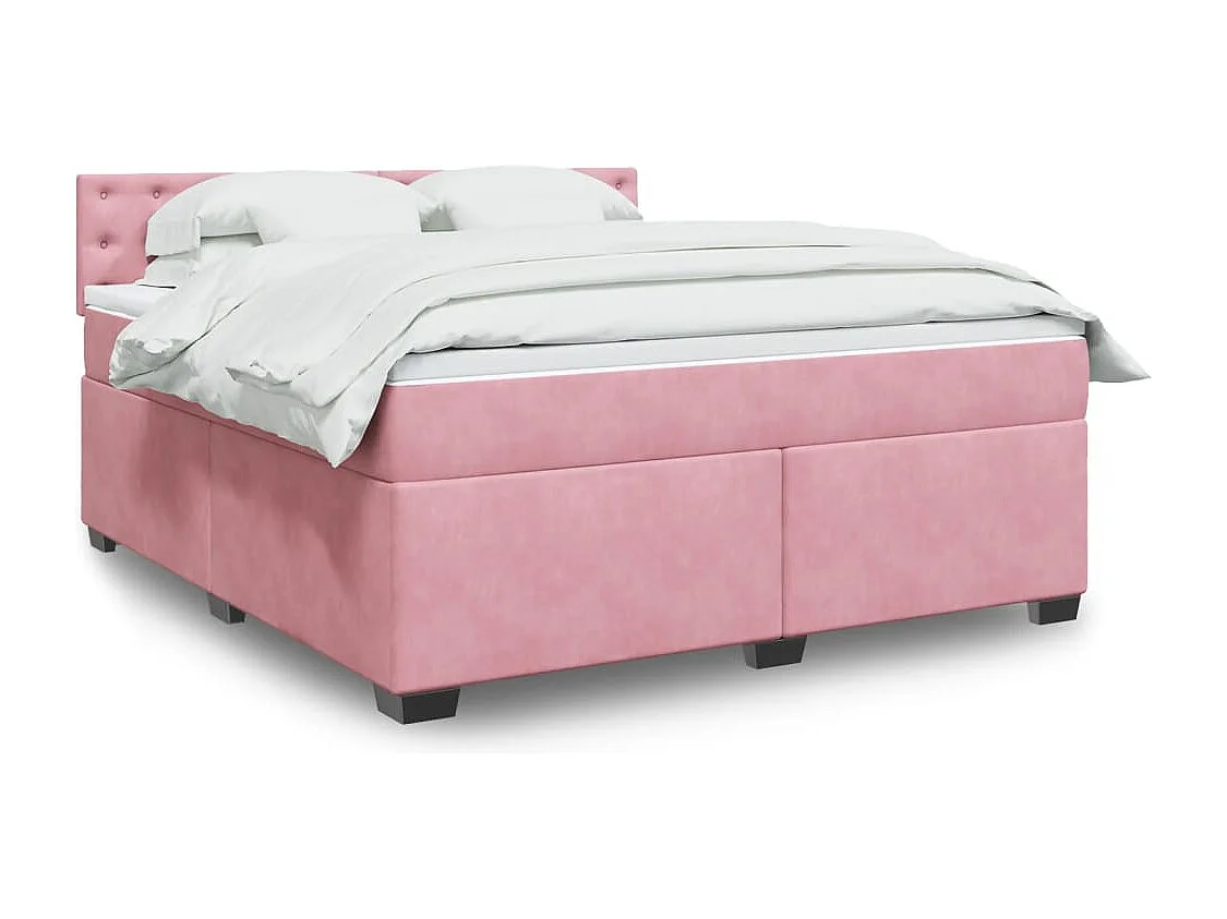 Boxspring met matras fluweel roze 180x200 cm