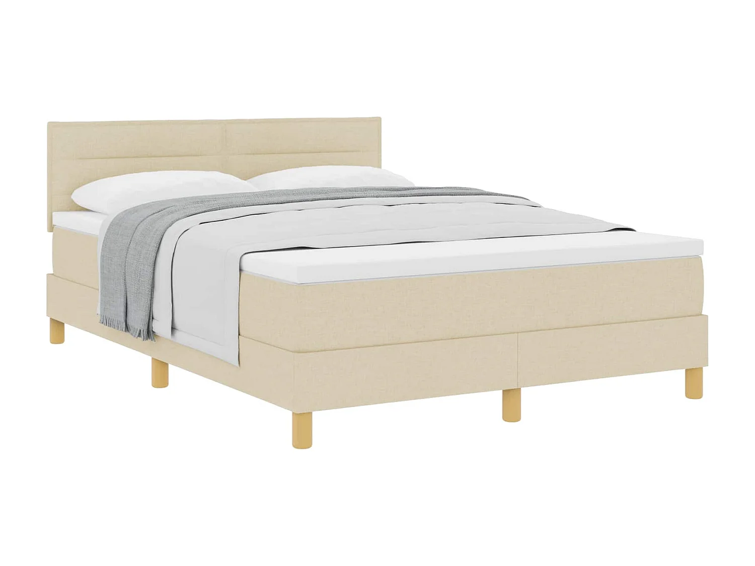 Lit à ressorts avec matelas Crème 140 x 200 cm tissu