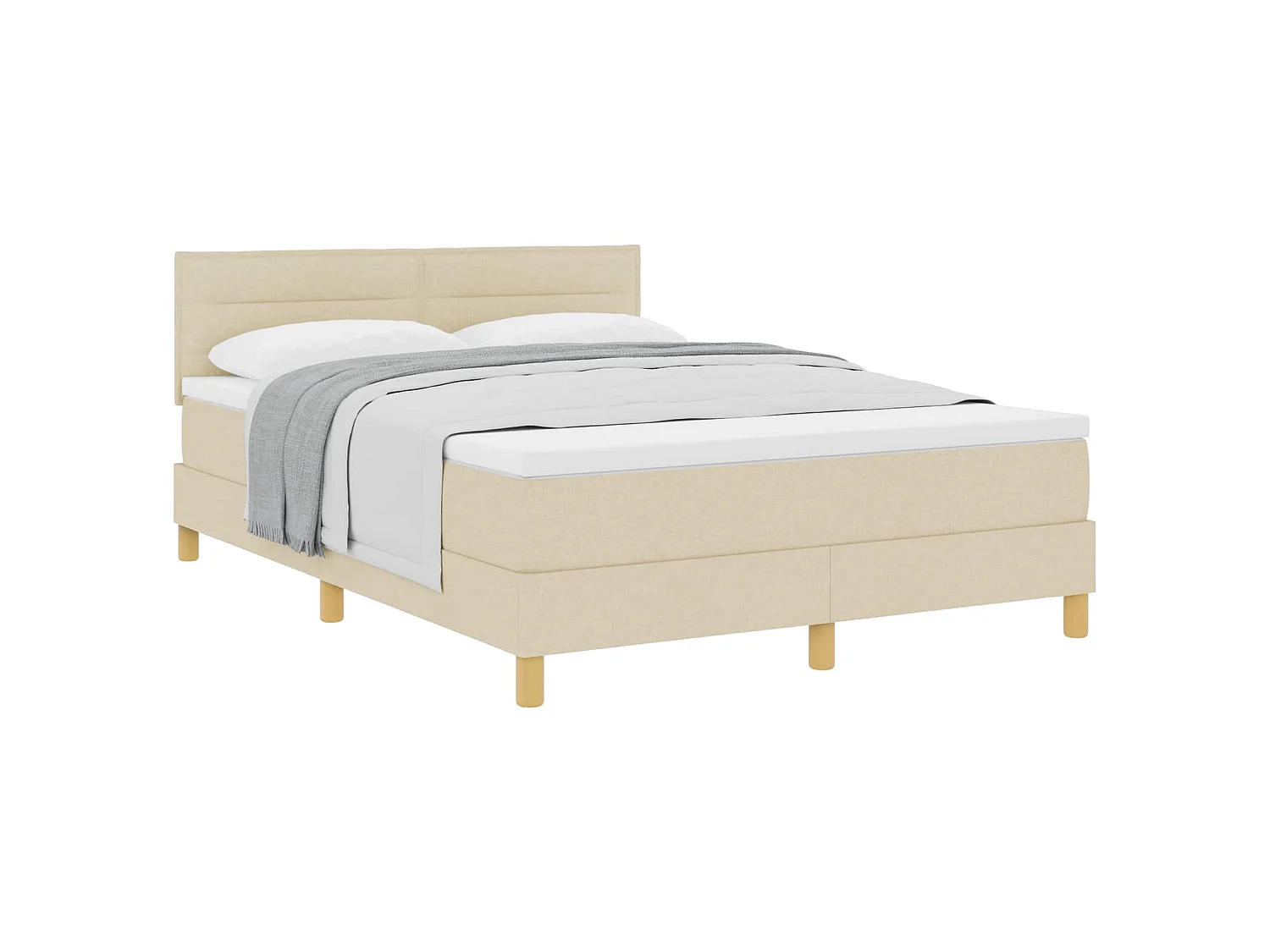 Boxspringbett mit Kissen mit Kopfteil Creme 140 x 200 cm Stoff