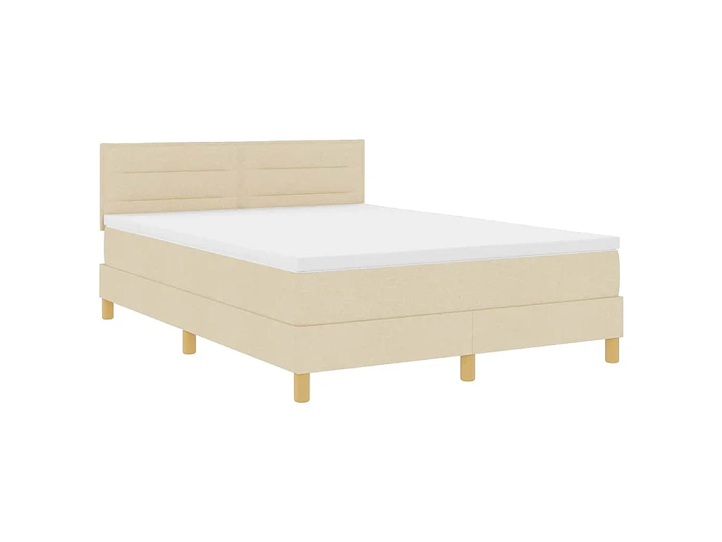Boxspringbett mit Kissen mit Kopfteil Creme 140 x 200 cm Stoff
