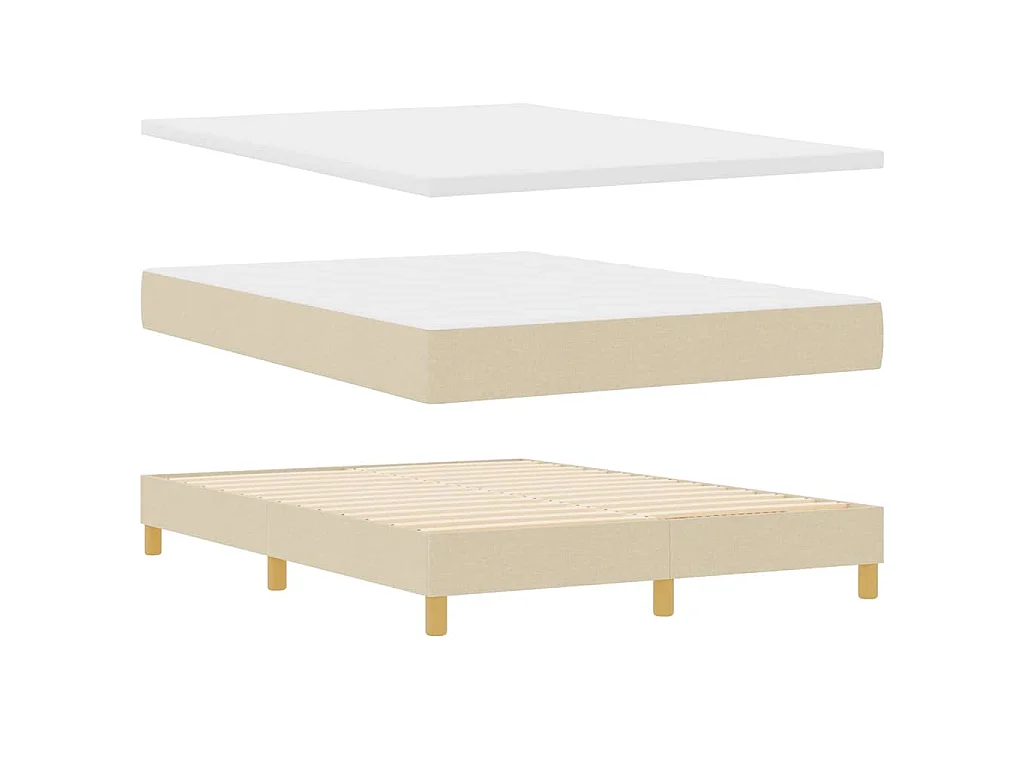 Boxspringbett mit Kissen mit Kopfteil Creme 140 x 200 cm Stoff