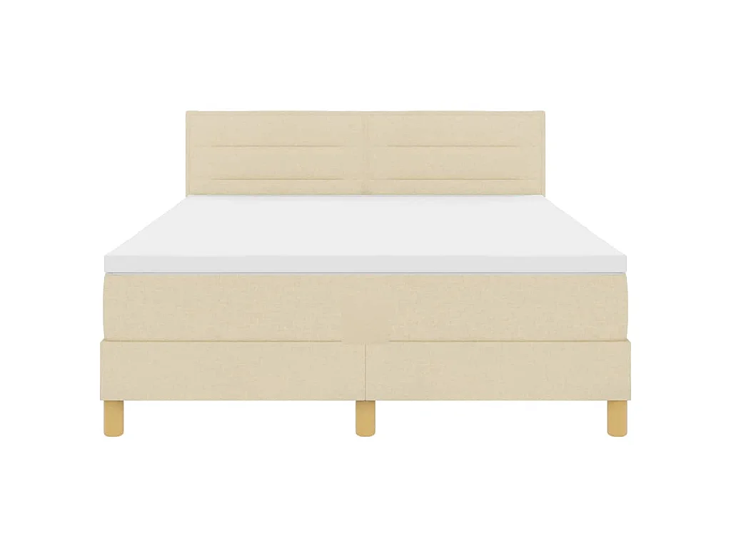 Boxspringbett mit Kissen mit Kopfteil Creme 140 x 200 cm Stoff