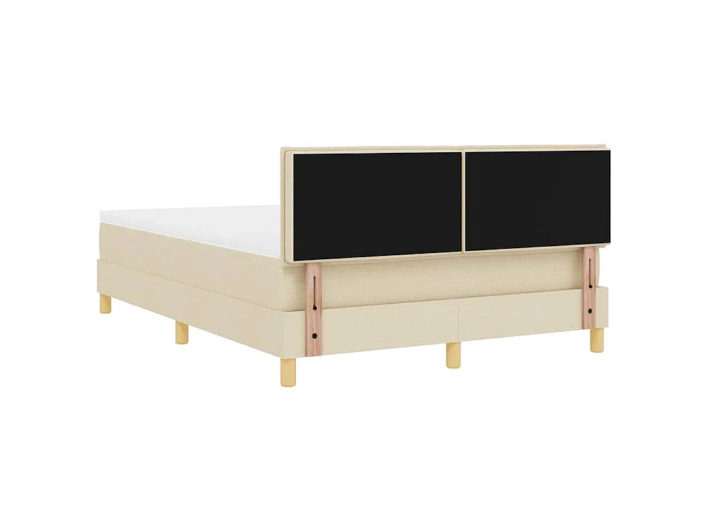 Boxspringbett mit Kissen mit Kopfteil Creme 140 x 200 cm Stoff
