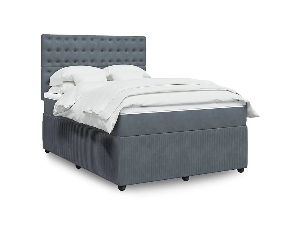 Boxspringbett mit Matratze Dunkelgrau 140x190 cm Samt