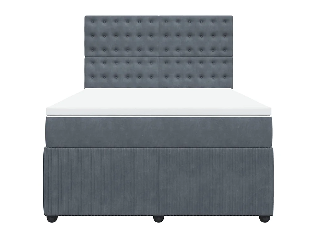 Boxspringbett mit Matratze Dunkelgrau 140x190 cm Samt